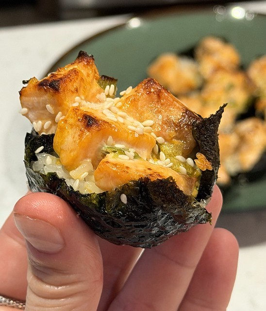 Kari made some tasty lil salmon sushi cups