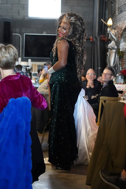 Domita in that Christmas gown