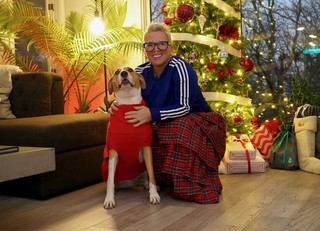 Dogs - Awkward boy poses for a photo