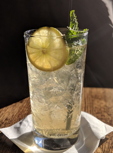 Havin a cocktail before getting a tour of the Mississippi River Distilling company