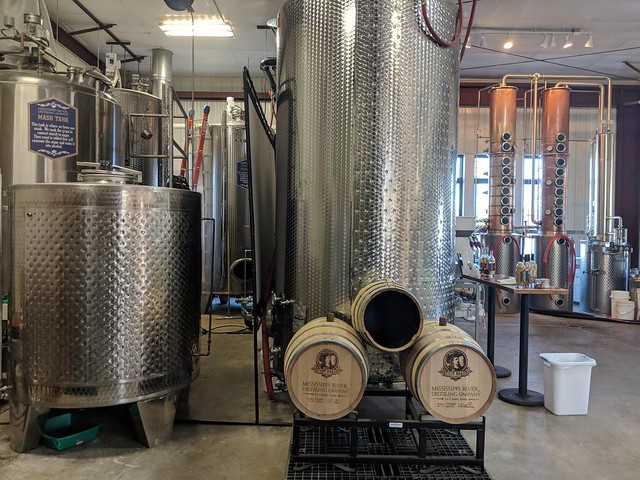Getting a tour of the Mississippi River Distilling company
