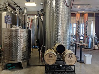 Getting a tour of the Mississippi River Distilling company