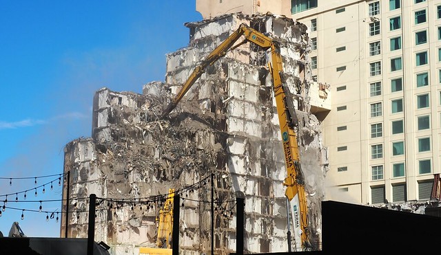 Demolishing the Las Vegas Club. "like eating a cake with a toothpick"