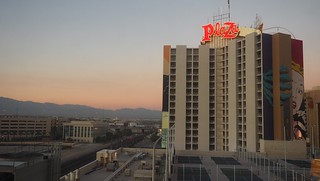 Sunset - Looking out of our room at the Plaza at dusk