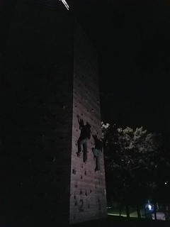Climbin the wall at the Baptist camp near our campground, haha