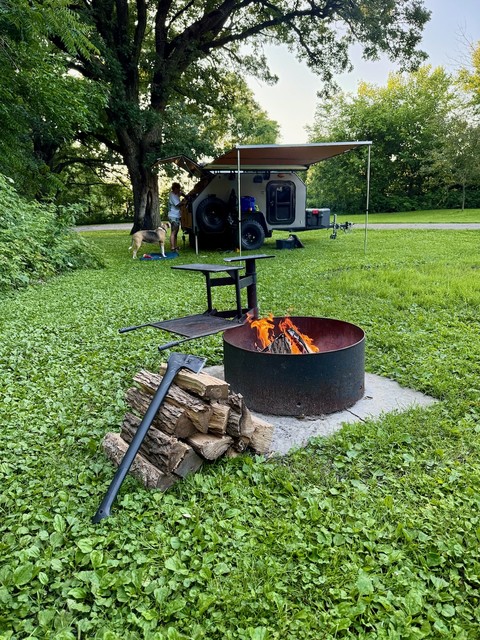 Lucked into a campsite at the very back of the campground. Set up and ready to chill