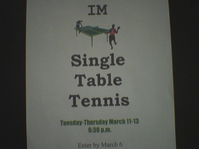 I'm Single.  Table Tennis
