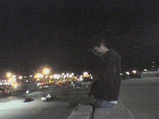 Over the side of a parking garage