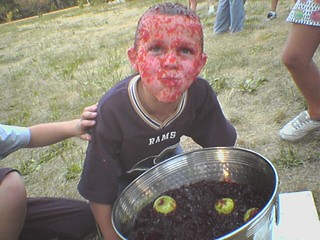 Bobbing for apples in Jello