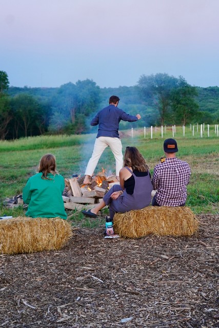 Simon walks across the fire barefoot?