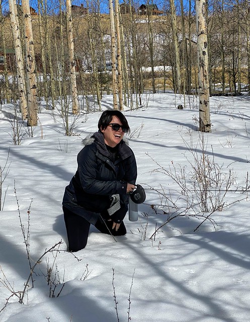 The snow was deceptively deep. You'd be walkin along on top of it just fine and then all of a sud...