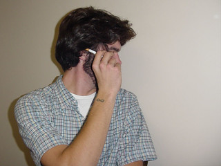 Josh hiding a cigarette in his nest