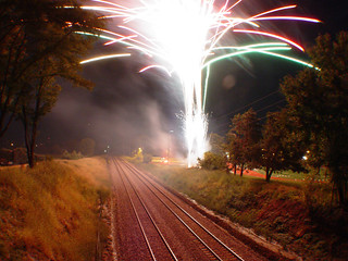 Fireworks from the train bridge