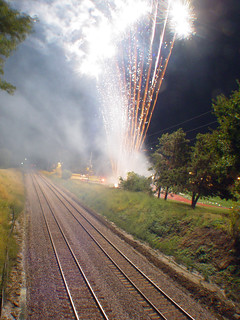 Fireworks from the train bridge
