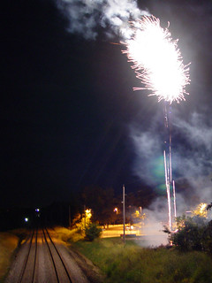 Fireworks from the train bridge