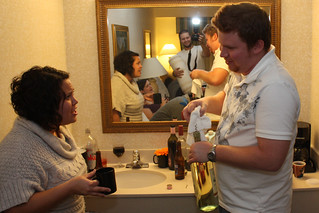 Drinks - Corkscrew broke. How do we we get that wine in this cup?