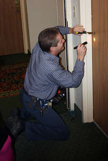 Breaking Amy out of the bathroom