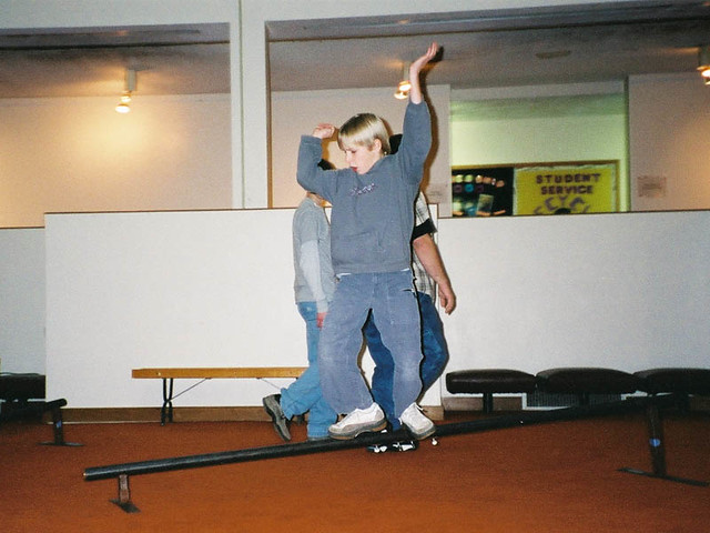 Gabe sliding the practice rail