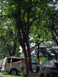 Travel - Setting up the rubber chicken trap (upper left corner)