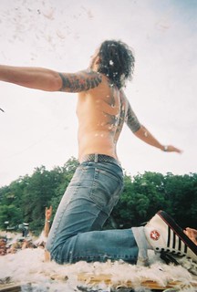 Travel - Jeff Fortson ripping up down pillows.