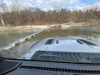 Fording the river at Pammel State Park