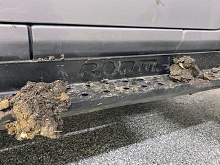 Clumps of mud all over the new steps