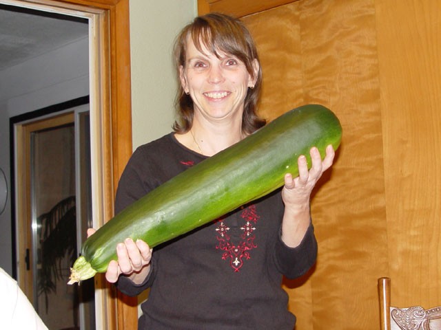 Teresa and her giant Zuchini