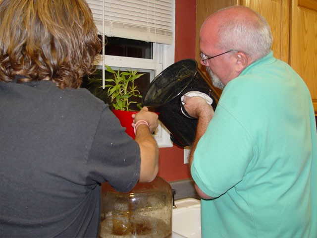 Pouring beer into the carboy