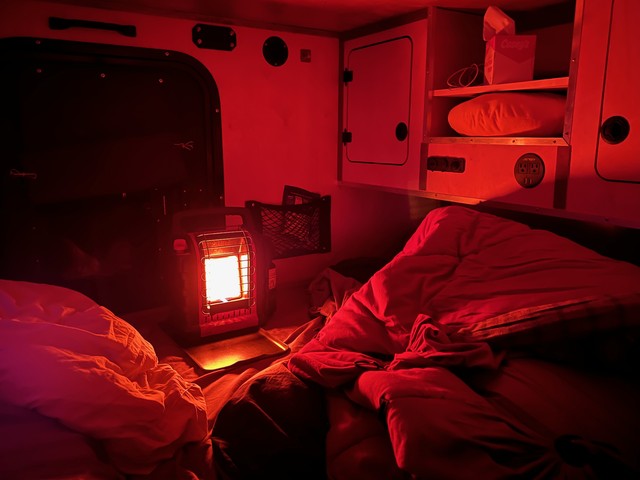 Trying to pre-heat the teardrop with a little buddy heater