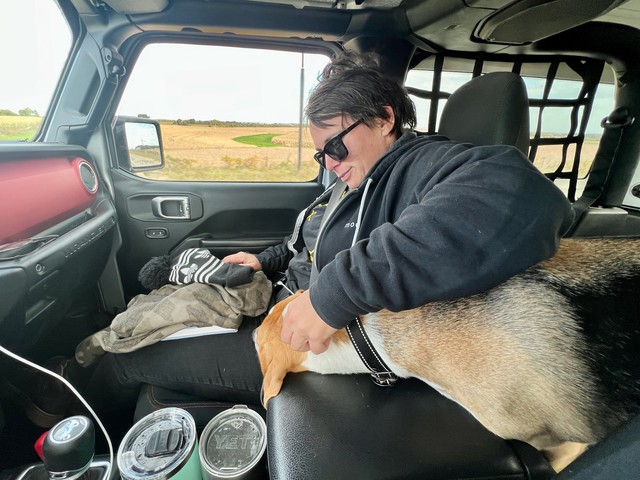 Durby needs car ride cuddles