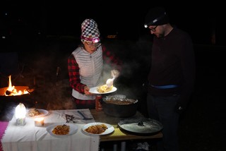 We arrived to a dutch oven full of homemade lasagna