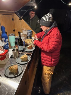 Divvying out some birthday almond cake