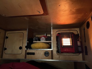 This seemed like a good place to mount the buddy heater so that we could warm up in the night, bu...