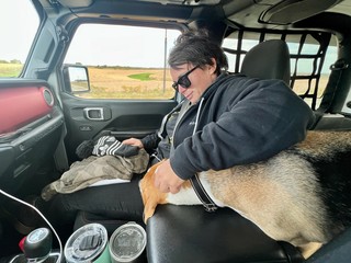 Durby needs car ride cuddles