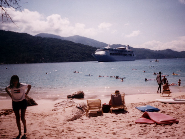 Natasha Bhatnagar and our ship in Haiti