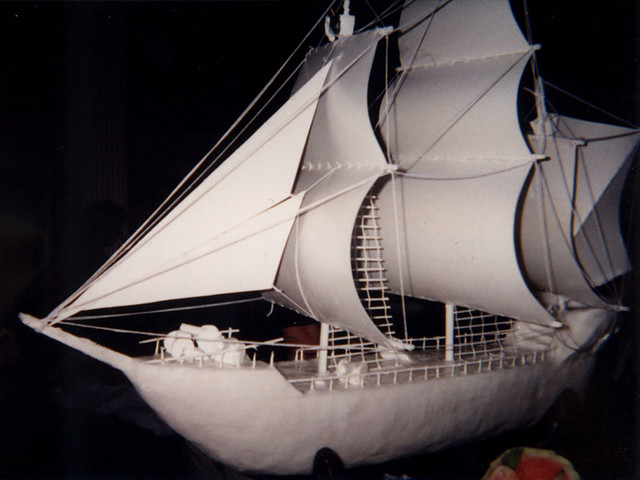 White chocolate ship sculpture