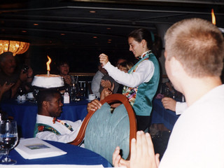 A Waiter dancing with Michelle