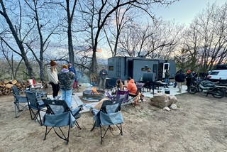 Burgers around the fire