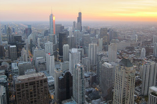 frame - Chicago sunset from the Hancock women's restroom