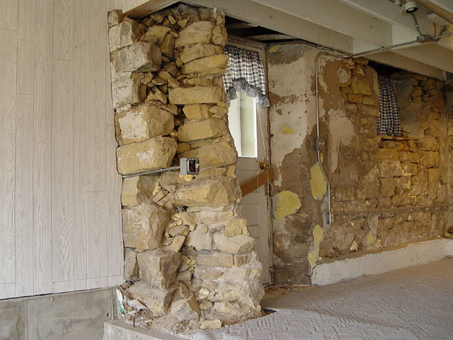 Nasty Stone Pillar and Dining Room Doorway - Before