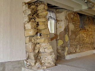 Nasty Stone Pillar and Dining Room Doorway - Before