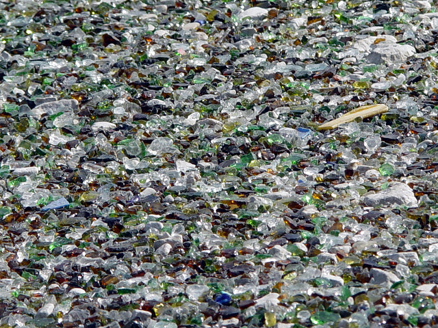This winery parking lot had broken glass gravel.