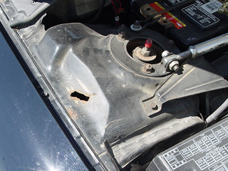 Rust above front passenger wheel well