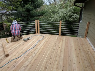 Apparently having a proper steel chop saw, no trim, and a bunch of experience makes building these handrails go a little faster...