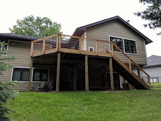 Finished deck from the yard (disregard the unpainted house)