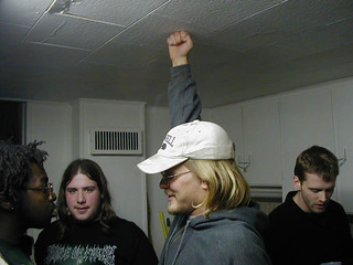 This dude just walked into the delthouse and started punching holes in the cieling