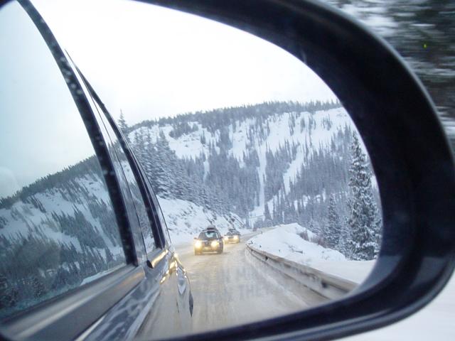 Cars behind us in the mountains