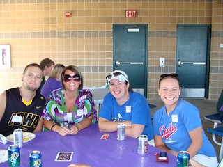 Derek Brooks and Kari Brooks - Derek Brooks ’03, Kari Reynolds Brooks ’04, Jessica Cross ’05, Lindsay Stoll ’03 Photo by...