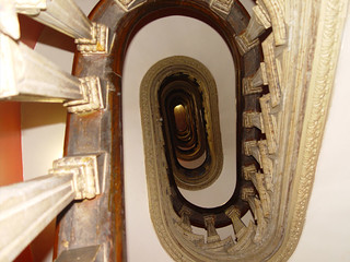 Looking up at the spiral stairs