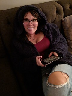 Playing with her new Kindle